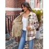 imageZeagoo Womens Flannel Jacket Fleece Lined Shacket Fall Outfits Plaid Sherpa Button Down Cozy Warm Winter Coat SXXLGrey Pink Slim Fit  a Size Up for Relaxed Fit