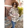 imageZeagoo Womens Flannel Jacket Fleece Lined Shacket Fall Outfits Plaid Sherpa Button Down Cozy Warm Winter Coat SXXLGrey Pink Slim Fit  a Size Up for Relaxed Fit