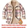 imageZeagoo Womens Flannel Jacket Fleece Lined Shacket Fall Outfits Plaid Sherpa Button Down Cozy Warm Winter Coat SXXLGrey Pink Slim Fit  a Size Up for Relaxed Fit