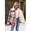 imageZeagoo Womens Flannel Jacket Fleece Lined Shacket Fall Outfits Plaid Sherpa Button Down Cozy Warm Winter Coat SXXLPink Slim Fit  a Size Up for Relaxed Fit
