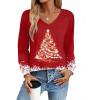 imageZeagoo Womens Long Sleeve Tops V Neck Pleated Shirts Dressy Casual Blouses Fall Fashion Tunic Clothes 2025 TShirts01floral Christmas 1