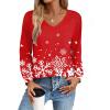 imageZeagoo Womens Long Sleeve Tops V Neck Pleated Shirts Dressy Casual Blouses Fall Fashion Tunic Clothes 2025 TShirts01floral Christmas 3