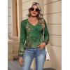 imageZeagoo Womens Long Sleeve Tops V Neck Pleated Shirts Dressy Casual Blouses Fall Fashion Tunic Clothes 2025 TShirts01green Floral