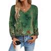 imageZeagoo Womens Long Sleeve Tops V Neck Pleated Shirts Dressy Casual Blouses Fall Fashion Tunic Clothes 2025 TShirts01green Floral