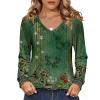 imageZeagoo Womens Long Sleeve Tops V Neck Pleated Shirts Dressy Casual Blouses Fall Fashion Tunic Clothes 2025 TShirts01green Floral