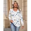 imageZeagoo Womens Long Sleeve Tops V Neck Pleated Shirts Dressy Casual Blouses Fall Fashion Tunic Clothes 2025 TShirts01white Floral
