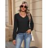 imageZeagoo Womens Long Sleeve Tops V Neck Pleated Shirts Dressy Casual Blouses Fall Fashion Tunic Clothes 2025 TShirtsBlack