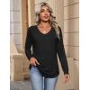 imageZeagoo Womens Long Sleeve Tops V Neck Pleated Shirts Dressy Casual Blouses Fall Fashion Tunic Clothes 2025 TShirtsBlack