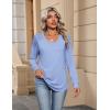 imageZeagoo Womens Long Sleeve Tops V Neck Pleated Shirts Dressy Casual Blouses Fall Fashion Tunic Clothes 2025 TShirtsBlue