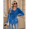 imageZeagoo Womens Long Sleeve Tops V Neck Pleated Shirts Dressy Casual Blouses Fall Fashion Tunic Clothes 2025 TShirtsBlue Floral