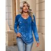 imageZeagoo Womens Long Sleeve Tops V Neck Pleated Shirts Dressy Casual Blouses Fall Fashion Tunic Clothes 2025 TShirtsBlue Floral