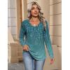 imageZeagoo Womens Long Sleeve Tops V Neck Pleated Shirts Dressy Casual Blouses Fall Fashion Tunic Clothes 2025 TShirtsBluegreen