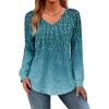 imageZeagoo Womens Long Sleeve Tops V Neck Pleated Shirts Dressy Casual Blouses Fall Fashion Tunic Clothes 2025 TShirtsBluegreen