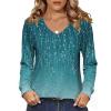 imageZeagoo Womens Long Sleeve Tops V Neck Pleated Shirts Dressy Casual Blouses Fall Fashion Tunic Clothes 2025 TShirtsBluegreen