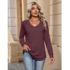 imageZeagoo Womens Long Sleeve Tops V Neck Pleated Shirts Dressy Casual Blouses Fall Fashion Tunic Clothes 2025 TShirtsDeep Red