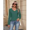 imageZeagoo Womens Long Sleeve Tops V Neck Pleated Shirts Dressy Casual Blouses Fall Fashion Tunic Clothes 2025 TShirtsGreen