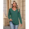 imageZeagoo Womens Long Sleeve Tops V Neck Pleated Shirts Dressy Casual Blouses Fall Fashion Tunic Clothes 2025 TShirtsGreen