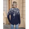 imageZeagoo Womens Long Sleeve Tops V Neck Pleated Shirts Dressy Casual Blouses Fall Fashion Tunic Clothes 2025 TShirtsNavy Floral