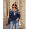 imageZeagoo Womens Long Sleeve Tops V Neck Pleated Shirts Dressy Casual Blouses Fall Fashion Tunic Clothes 2025 TShirtsNavy Floral