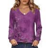 imageZeagoo Womens Long Sleeve Tops V Neck Pleated Shirts Dressy Casual Blouses Fall Fashion Tunic Clothes 2025 TShirtsPurple Floral 1