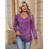 imageZeagoo Womens Long Sleeve Tops V Neck Pleated Shirts Dressy Casual Blouses Fall Fashion Tunic Clothes 2025 TShirtsPurple Floral 1