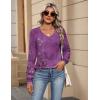imageZeagoo Womens Long Sleeve Tops V Neck Pleated Shirts Dressy Casual Blouses Fall Fashion Tunic Clothes 2025 TShirtsPurple Floral 1