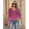 imageZeagoo Womens Long Sleeve Tops V Neck Pleated Shirts Dressy Casual Blouses Fall Fashion Tunic Clothes 2025 TShirtsPurple Floral 2