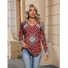 imageZeagoo Womens Long Sleeve Tops V Neck Pleated Shirts Dressy Casual Blouses Fall Fashion Tunic Clothes 2025 TShirtsRed Floral