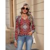 imageZeagoo Womens Long Sleeve Tops V Neck Pleated Shirts Dressy Casual Blouses Fall Fashion Tunic Clothes 2025 TShirtsRed Floral