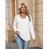 imageZeagoo Womens Long Sleeve Tops V Neck Pleated Shirts Dressy Casual Blouses Fall Fashion Tunic Clothes 2025 TShirtsWhite