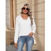 imageZeagoo Womens Long Sleeve Tops V Neck Pleated Shirts Dressy Casual Blouses Fall Fashion Tunic Clothes 2025 TShirtsWhite