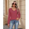 imageZeagoo Womens Long Sleeve Tops V Neck Pleated Shirts Dressy Casual Blouses Fall Fashion Tunic Clothes 2025 TShirtsWine Red