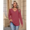 imageZeagoo Womens Long Sleeve Tops V Neck Pleated Shirts Dressy Casual Blouses Fall Fashion Tunic Clothes 2025 TShirtsWine Red