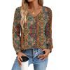 imageZeagoo Womens Long Sleeve Tops V Neck Pleated Shirts Dressy Casual Blouses Fall Fashion Tunic Clothes 2025 TShirtsVintage Floral