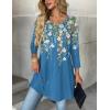 imageZeagoo Women Tops 34 Sleeve Dressy Casual Plus Size Tunics to Wear with Leggings Swing Flare TShirt Loose Blouses S3XLBlue Flowersf223