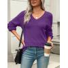 imageZeagoo Womens 2025 Fall Sweaters Casual Long Sleeve Ribbed Knit Pullover V Neck Lightweight Crochet Pullover Sweater TopDeep Purple