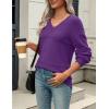 imageZeagoo Womens 2025 Fall Sweaters Casual Long Sleeve Ribbed Knit Pullover V Neck Lightweight Crochet Pullover Sweater TopDeep Purple