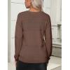 imageZeagoo Womens 2025 Fall Sweaters Casual Long Sleeve Ribbed Knit Pullover V Neck Lightweight Crochet Pullover Sweater TopNutmeg