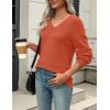 imageZeagoo Womens 2025 Fall Sweaters Casual Long Sleeve Ribbed Knit Pullover V Neck Lightweight Crochet Pullover Sweater TopOrange