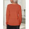 imageZeagoo Womens 2025 Fall Sweaters Casual Long Sleeve Ribbed Knit Pullover V Neck Lightweight Crochet Pullover Sweater TopOrange