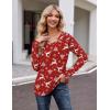 imageZeagoo Womens Long Sleeve T Shirts V Neck Soft Basic Tee Loose Fit Casual Tops Fall FashionChristmas Red