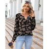 imageZeagoo Fall Tops for Women Long Sleeve Button Up Shirts Floral Tunics V Neck Pullover BlouseBrown Floral