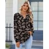 imageZeagoo Fall Tops for Women Long Sleeve Button Up Shirts Floral Tunics V Neck Pullover BlouseBrown Floral