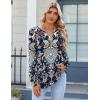 imageZeagoo Fall Tops for Women Long Sleeve Button Up Shirts Floral Tunics V Neck Pullover BlouseEthnic Black