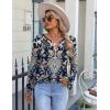 imageZeagoo Fall Tops for Women Long Sleeve Button Up Shirts Floral Tunics V Neck Pullover BlouseEthnic Black