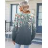 imageZeagoo Fall Tops for Women Long Sleeve Button Up Shirts Floral Tunics V Neck Pullover BlouseGreygreen Floral