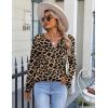 imageZeagoo Fall Tops for Women Long Sleeve Button Up Shirts Floral Tunics V Neck Pullover BlouseLeopard Print