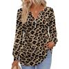 imageZeagoo Fall Tops for Women Long Sleeve Button Up Shirts Floral Tunics V Neck Pullover BlouseLeopard Print