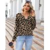 imageZeagoo Fall Tops for Women Long Sleeve Button Up Shirts Floral Tunics V Neck Pullover BlouseLeopard Print