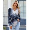 imageZeagoo Fall Tops for Women Long Sleeve Button Up Shirts Floral Tunics V Neck Pullover BlouseMixed Blue